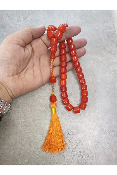 ŞAHBEY TESBİH خرز عقيق كبير الحجم / شرابة خيط عثماني / سبحة كهرمان مضغوطة / ف...