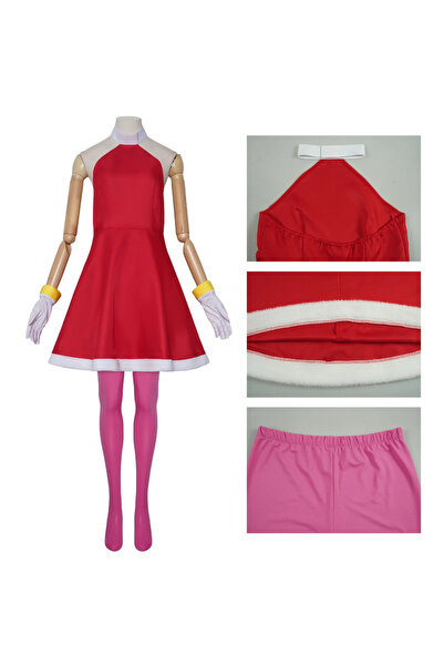 Butic Amy Rose Kostüm Sonik Kostüm Pembe Kostüm Anime Cosplay Costume