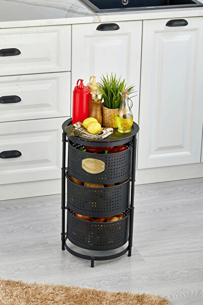 Simply Now Metal Sebzelik Meyvelik, Yuvarlak Mutfak Rafı, Çok Amaçlı Patates ...