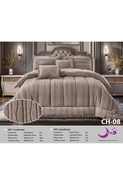 Moon Winter bedspread set, 6 pieces, double-sided velvet with faux fur