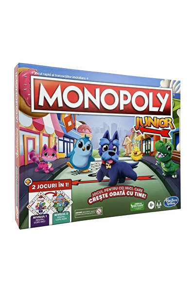 Hasbro Joc de Societate Monopoly Junior 2in1, Tabla de Joc cu 2 Fete - Discovery in Limba Romana