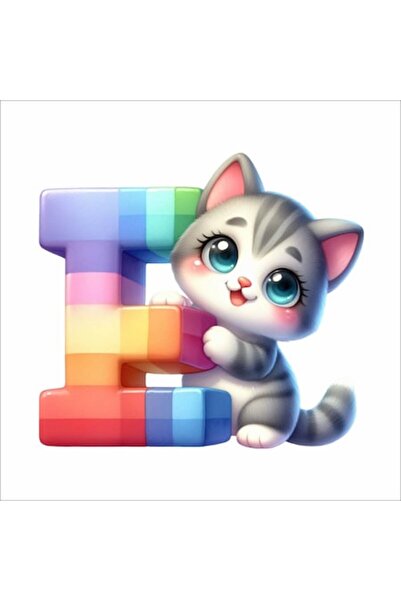 OEM Autocolant de perete litera E cu pisică – decor pentru camera copiilor, 3...