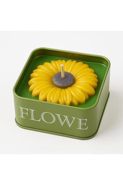 Sabletscrafts Handmade Sunflower Candle – Decorative Gift Sunflower Candle with Metal Box