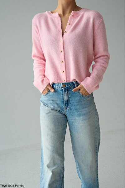 CADDELAMODA Women's Buttoned Soft Cardigan