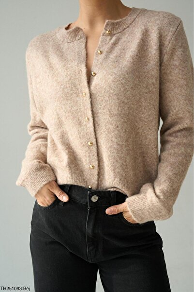 CADDELAMODA Women's Buttoned Soft Cardigan