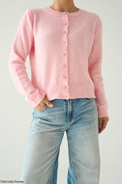 CADDELAMODA Women's Buttoned Soft Cardigan