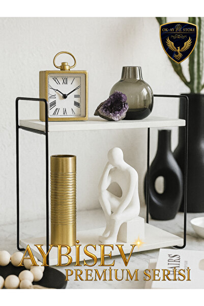 Okay Aybisev Durable Design Premium Wood Metal Organizer 2 Tier Shelf