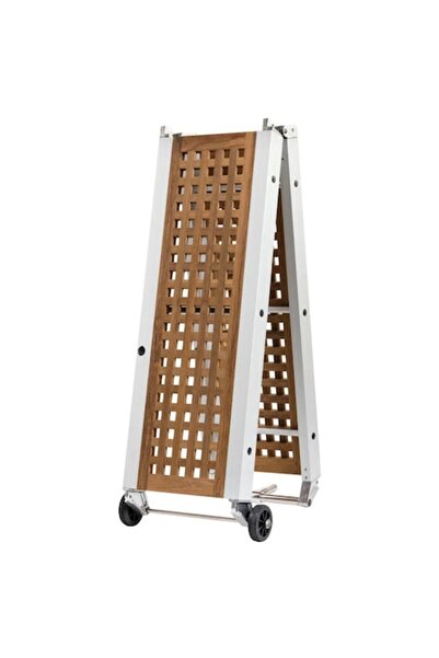 TNG Outdoor Pasarelă pliabilă din lemn de tec 210 cm, aluminiu anodizat, grătar din lemn de tec Siam, balustradă din frânghie, suport Ø25 mm