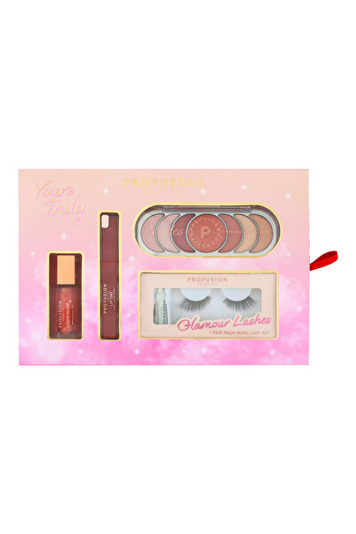 PROFUSION COSMETICS Makeup set - blush, lip tint, eyeshadow & 1 pair of false eyelashes, Yours Truly, Profusion, 4 items