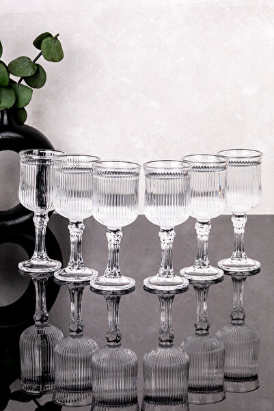 Dolkin Home Set of 6 Luxury Footed Coffee Side Water Glasses Footed Glass Sty...