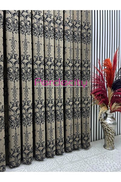 PERDECITY Dubai Bohemian Style Patterned Navy Blue Background Curtain 1X3 Tight Pleats Cannot Be Ironed (Single Panel)