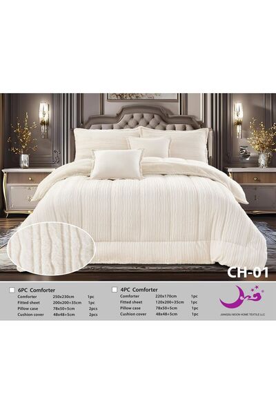 Moon Winter bedspread set for two people, 6 pieces, with fur filling and luxurious velvet.