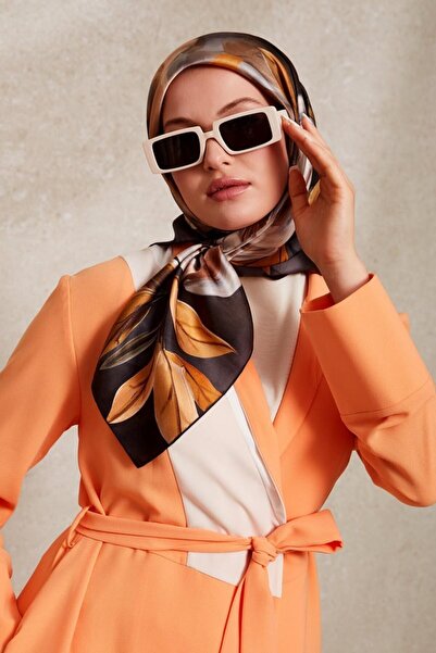 Levidor Eșarfă de mătase Sura cu model de flori afumate-0930