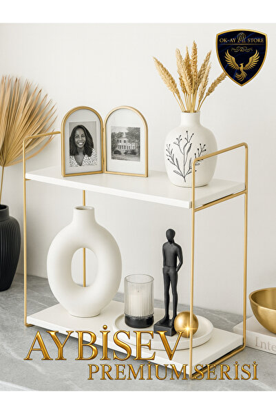 Okay Aybisev Premium Series Multi-Purpose Wood and Metal Organizer 2-Tier Shelf Long-Lasting Quality Design