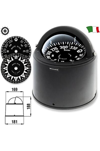 GFN Busolă White Star BW2 - >25 noduri, iluminare 25V, linie de cauciuc albă cu citire spate, cadran de 130 mm