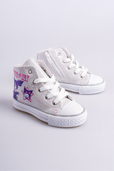 KATEYLER Silver Zippered High-Top Warm Lined 21-30 Lighted Girls' Orthopedic Shoes