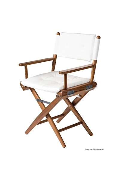 OSCULATI Scaun pliabil din lemn de tec cu material textil alb simplu și acces...