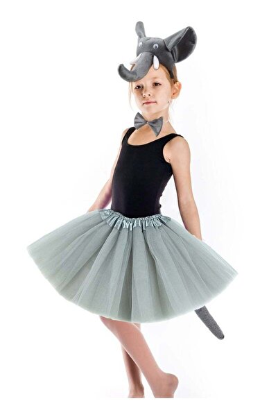 Generic 5-Piece Elephant Costume Set - Ears, Headband, Nose, Tail, Bow Tie, Tutu Skirt (Kids)