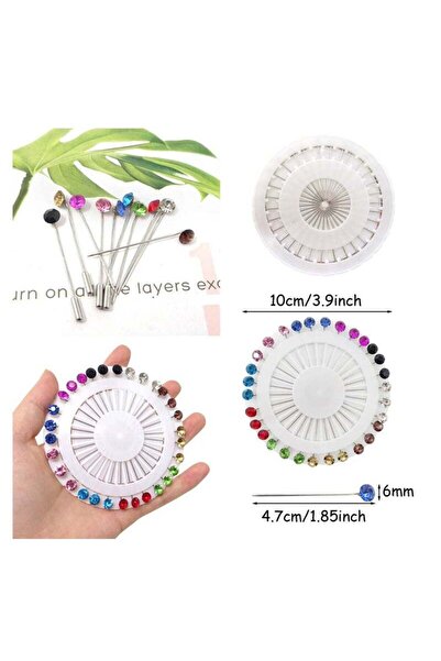 Generic Hijab Pins with Safety Caps, 30pcs Colorful Rhinestone Scarf/Brooch Pins