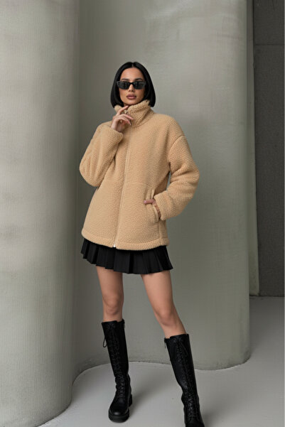 ALFUDO Moda Collection Γυναικείο βελούδινο μπουφάν με όρθιο γιακά και τσέπες