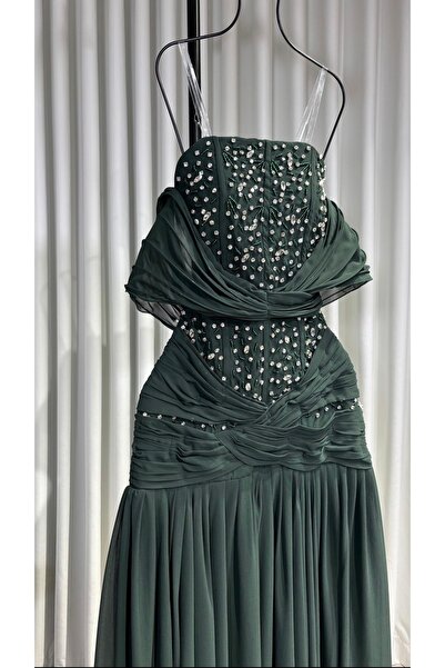 Loren Women's evening dress, georgette + hand embroidery