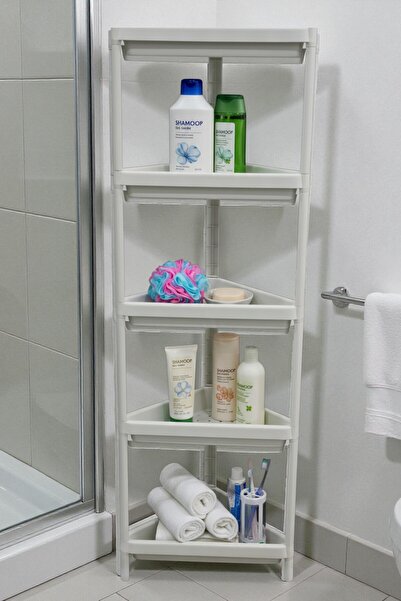 Online Home Market 5 Katlı Üçgen Raf Ünitesi – Köşe Alanlar İçin Şık ve Fonks...