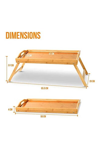 Generic Bedside tray-shaped table with folding legs, brown, 108g