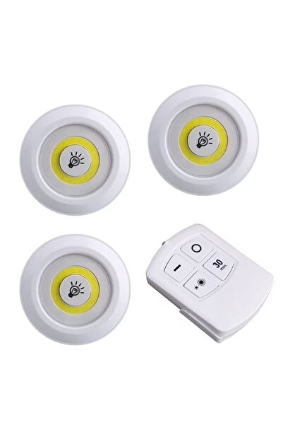 Generic Wireless LED under-cabinet lighting set with remote control, 3 pieces, white, 10x10x9cm
