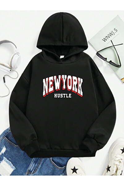 SVART WEAR Ню Йорк Хъстъл Печатана 100% памучна детска суитшърт с качулка и к...