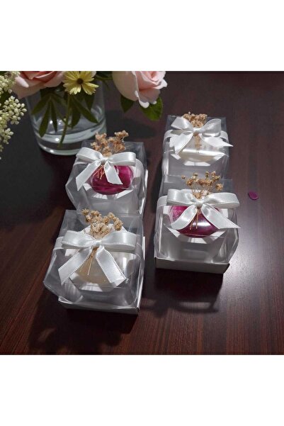 ddecco Süslenmiş hediyelik 10 adet saksıda kokulu gül mum nikah nişan söz doğ...