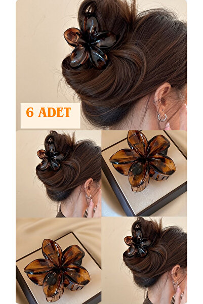 YOYYO Κλιπ μαλλιών Lotus 6 τεμαχίων καφέ - Μαύρο κλιπ μαλλιών διάφανο κλιπ γι...