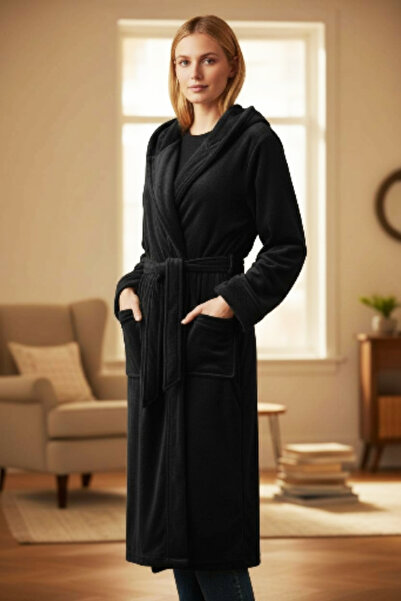 Star Fashion Halat dama wellsoft polar Premium, lung, cu gluga si buzunare, i...