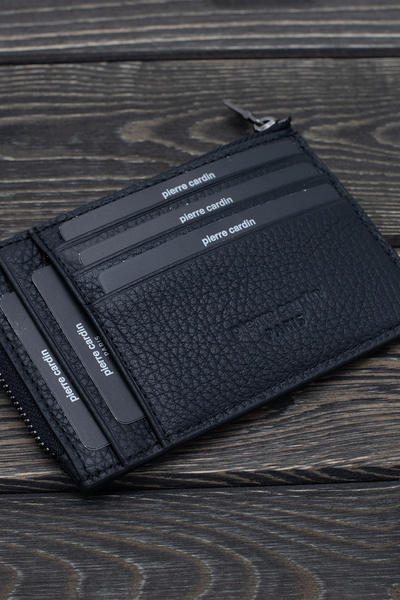 Pierre Cardin Black Unisex Leather Card Holder 1750F2V