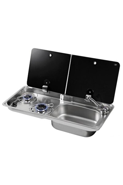 CAN Straight hob with 2 burners and colored glass lid -