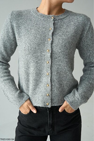 CADDELAMODA Women's Buttoned Soft Cardigan