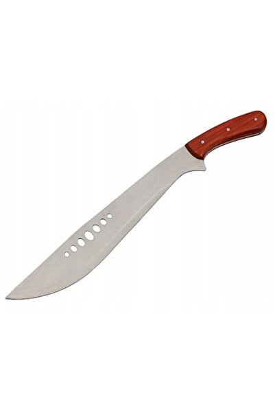 Yacht TNG Kukri Machete Knife with Snap-Closure Sheath, Wooden Handle, 47 cm, Silver