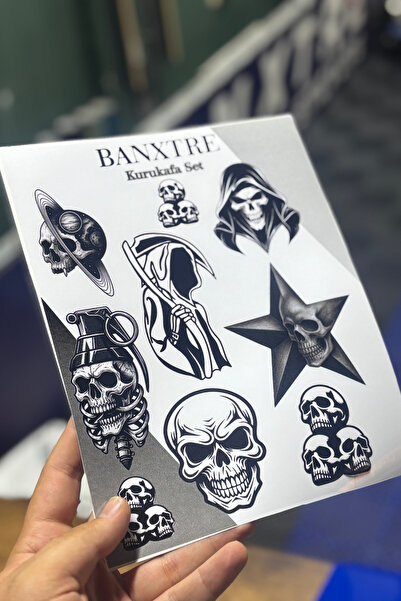 Banxtre حزمة ملصقات على شكل جمجمة مقاس A4 (9 قطع) للسيارات واللابتوب