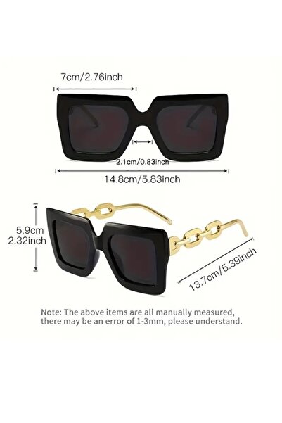 BirYıldızOl Cat Eye Square Large 2-Piece Women's Sunglasses with Metal Accessories