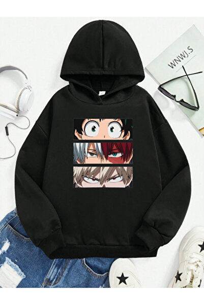 SVART WEAR سترة ناروتو مطبوع مصنوعة من القطن بنسبة 100% مع جيب كنغر بغطاء رأس...