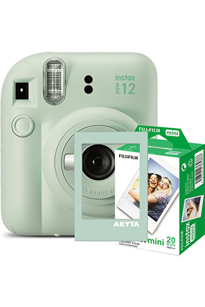 Fujifilm Instax Mini 12 Instant Camera, Mint Green with Magnetic Frame and 20 Films