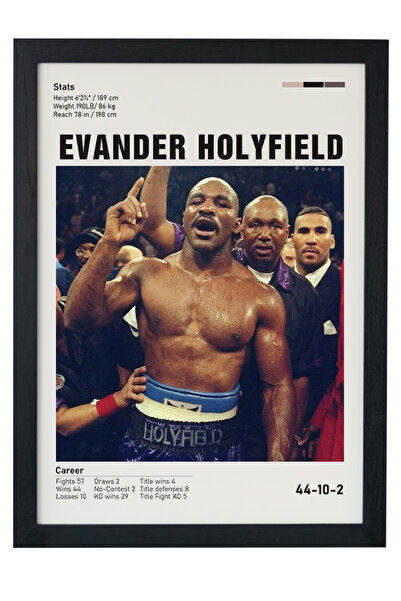 gxe.art Pictură cu poster înrămată în lemn Evander Holyfield – Design de boxe...