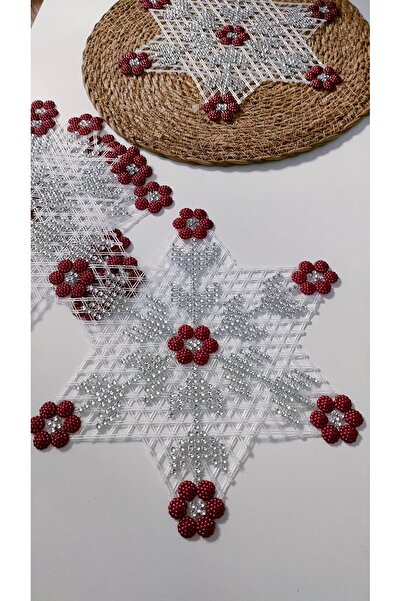 NMSONE Kasnakişi Boncuklu Oda Takımı (El Yapımı Beyaz Renk 6 Adet)