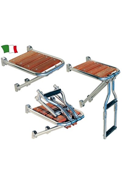 GFN Platformă cu scară din oțel inoxidabil și lemn, platformă 29x39 cm, scară...