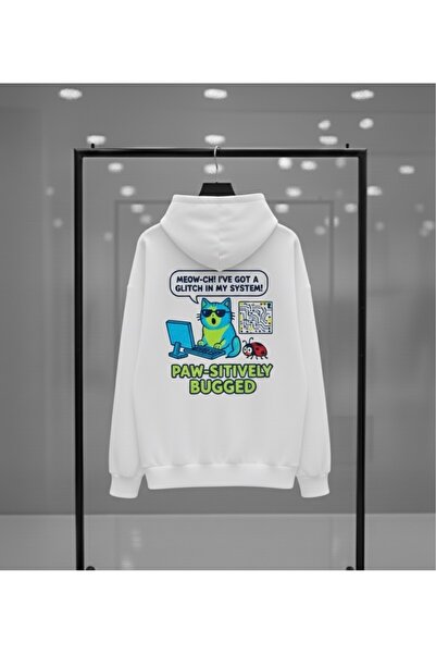 Infire clothing هودي للجنسين قصة فضفاضة كاسوس كات مطبوع