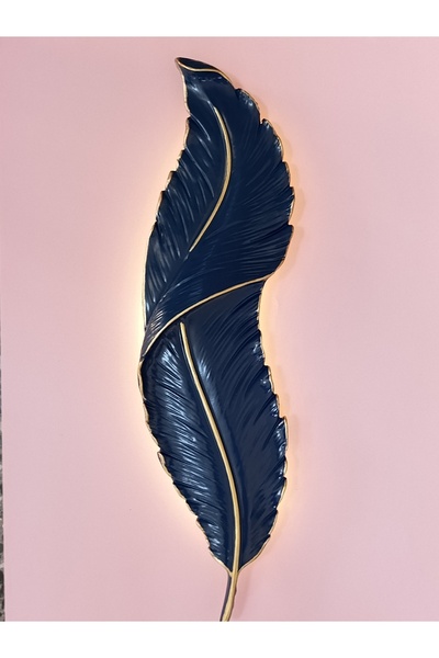 ASZEN Dekoratif ledli Kuş tüyü pilli aplik Lacivert renk ebat (62*18) cm PİL ...