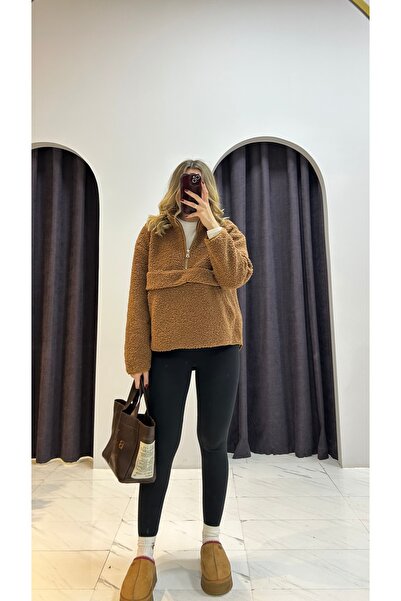 MERVENS Teddy Plush Half Zip Sweatshirt