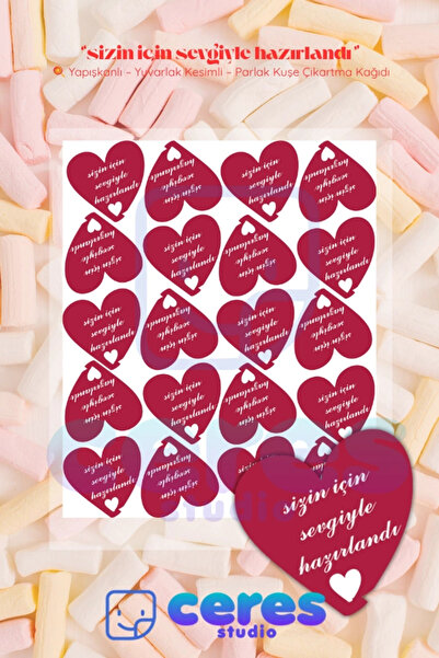 Ceres Studio Paketlemeye Etiketi 20 adet Kalp şeklinde Sticker, "Sizin için s...