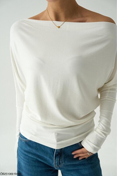 CADDELAMODA Γυναικεία μπλούζα Modal με ανοιχτό ώμο