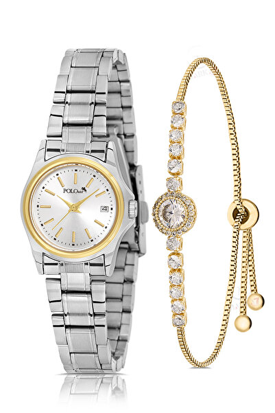 Polo Air Classic Calendar Women's Wristwatch Zircon Stone Luxury Bracelet Combination Silver Gold Color Pl-1587B3