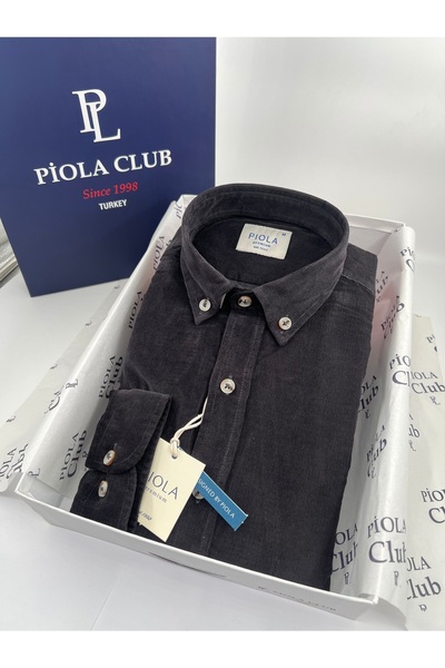 Piola Club Men's Shirt Without Pockets Regular Fit Velvet (Smoked)